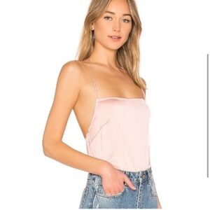 REVOLVE Superdown Brenna Satin Pink Halter Top